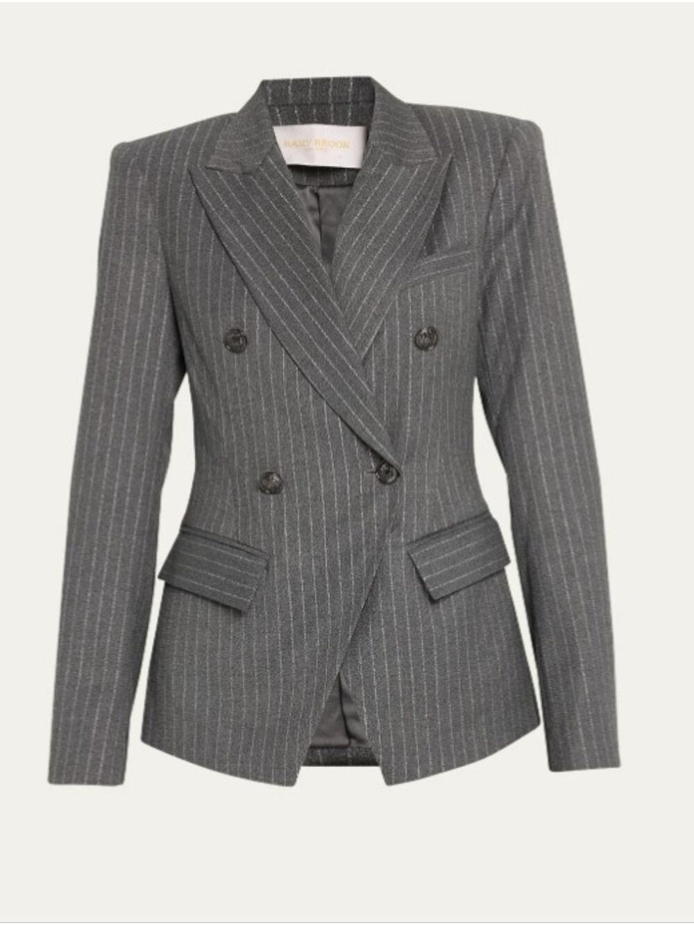Ramy Brook Women's Collins Double-Breasted Metallic Pinstripe Blazer Size 8
